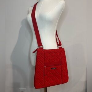 Vera Bradley Microfiber Large Hipster Crossbody Bag Red Purse Retired Patterns